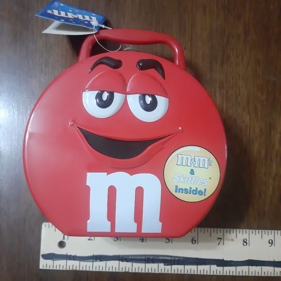 M&M Red Mini Tin Lunchbox With Handle NEW - Picture 7 of 11